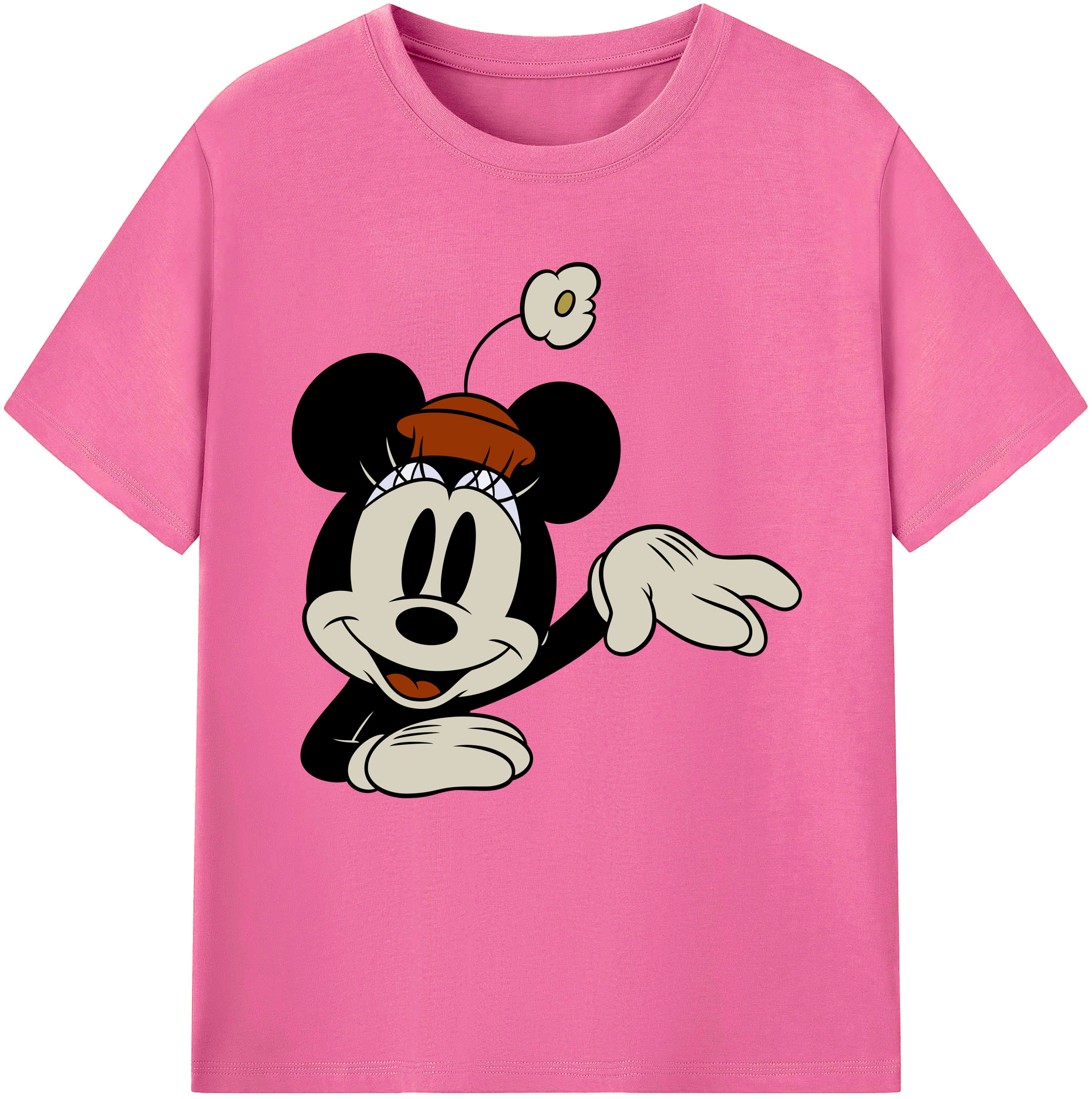 （画像用） ミッキーマウス Mickey Mouse レディースカジュアルプリントTシャツ（綿100％）
